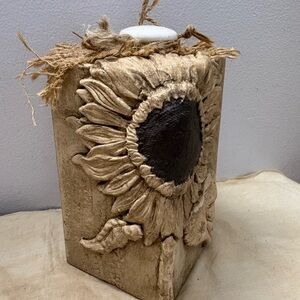 Rustic Cream Color Sunflower Shelf Sitter Decor